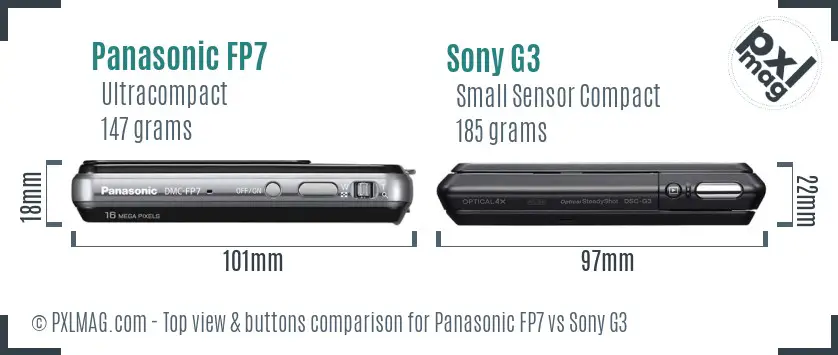 Panasonic FP7 vs Sony G3 top view buttons comparison
