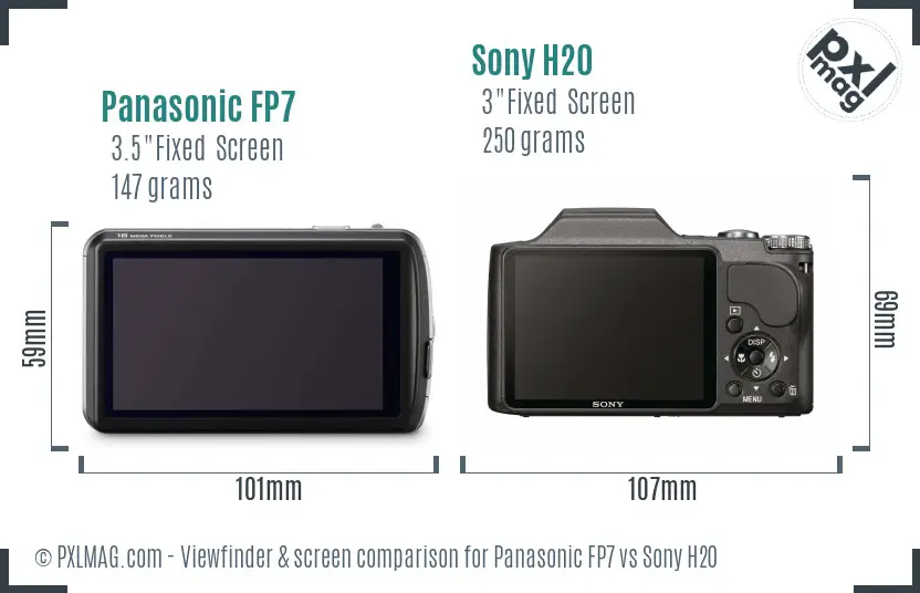 Panasonic FP7 vs Sony H20 Screen and Viewfinder comparison