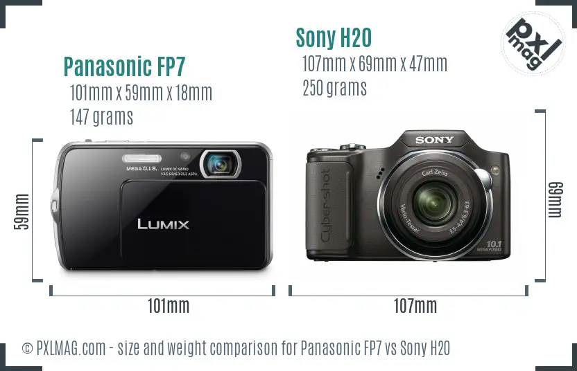 Panasonic FP7 vs Sony H20 size comparison