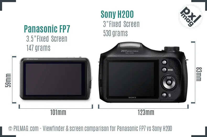 Panasonic FP7 vs Sony H200 Screen and Viewfinder comparison