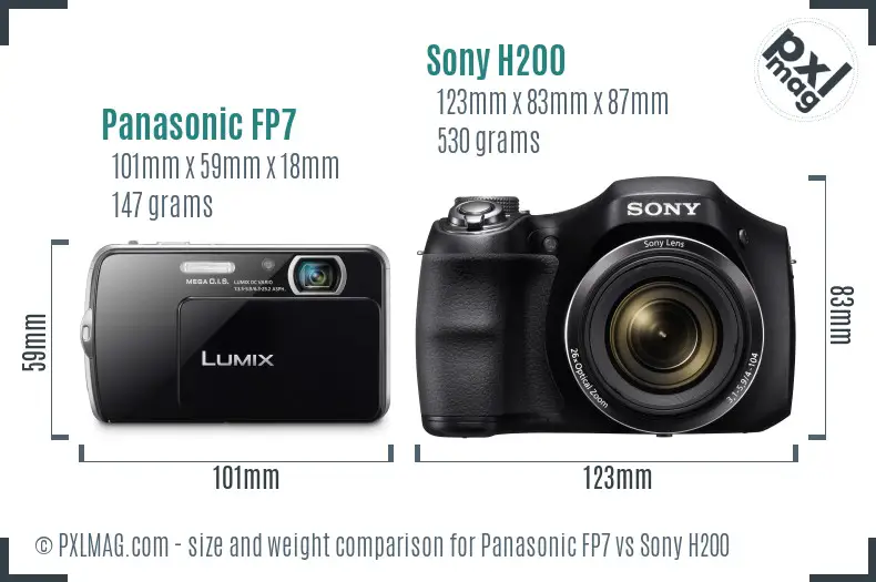 Panasonic FP7 vs Sony H200 size comparison
