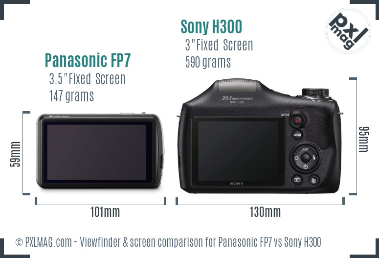 Panasonic FP7 vs Sony H300 Screen and Viewfinder comparison