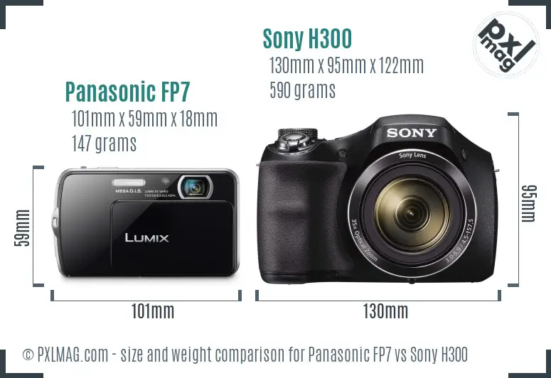 Panasonic FP7 vs Sony H300 size comparison