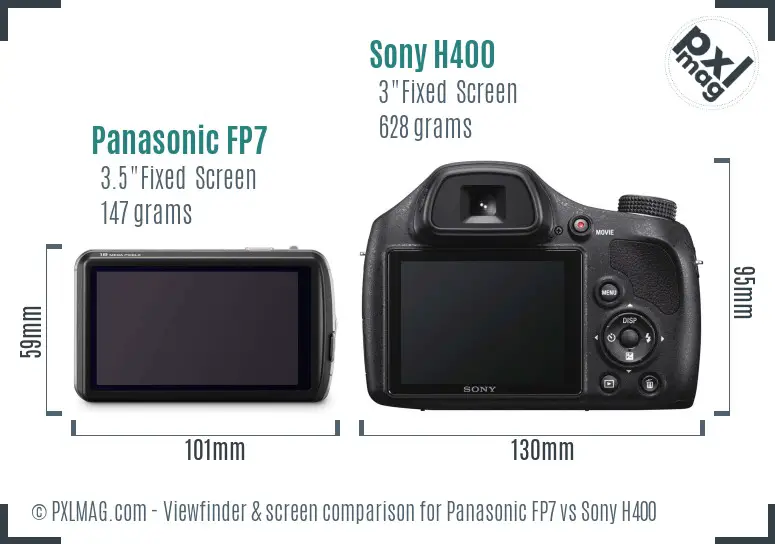 Panasonic FP7 vs Sony H400 Screen and Viewfinder comparison