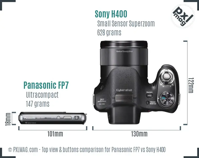 Panasonic FP7 vs Sony H400 top view buttons comparison