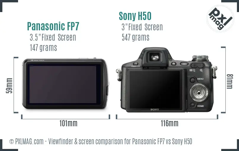 Panasonic FP7 vs Sony H50 Screen and Viewfinder comparison