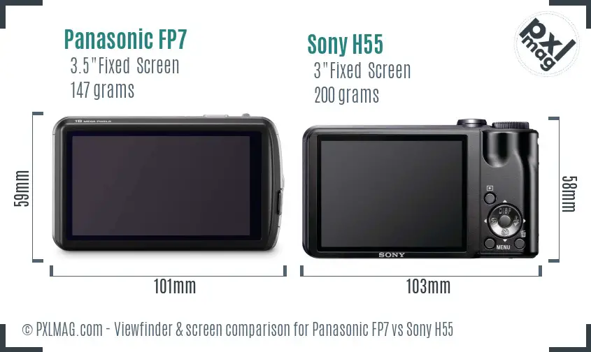 Panasonic FP7 vs Sony H55 Screen and Viewfinder comparison