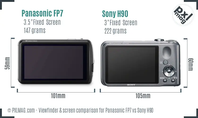 Panasonic FP7 vs Sony H90 Screen and Viewfinder comparison