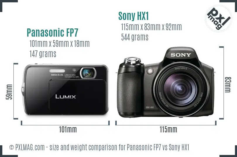 Panasonic FP7 vs Sony HX1 size comparison