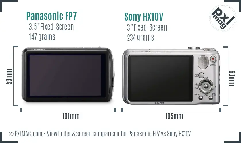 Panasonic FP7 vs Sony HX10V Screen and Viewfinder comparison