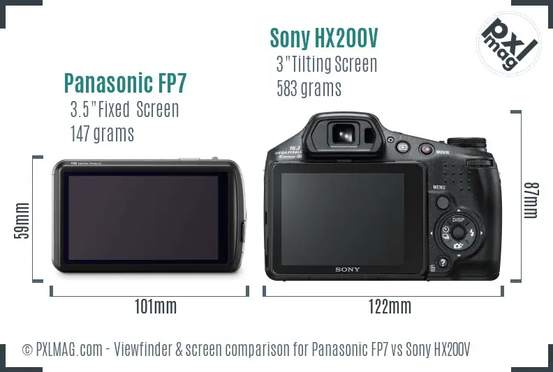 Panasonic FP7 vs Sony HX200V Screen and Viewfinder comparison