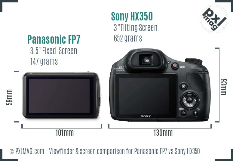 Panasonic FP7 vs Sony HX350 Screen and Viewfinder comparison