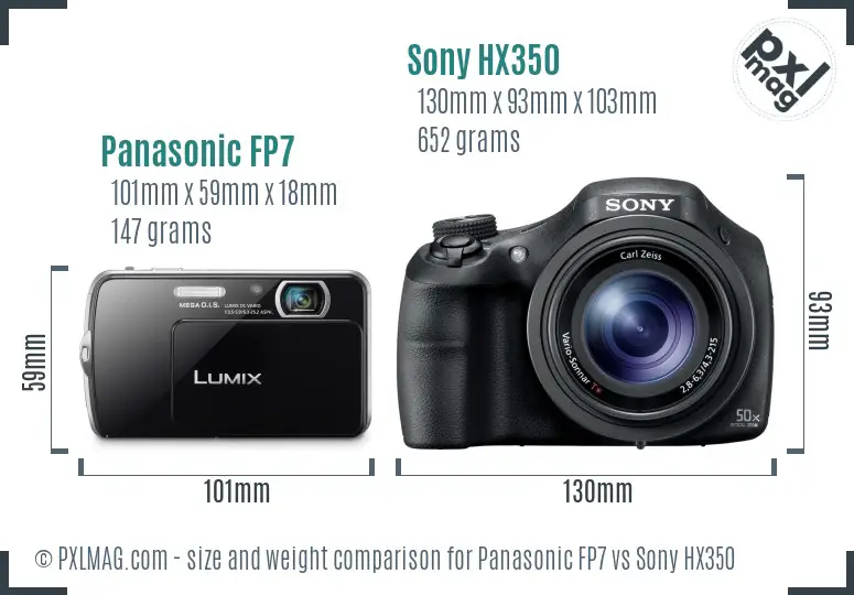 Panasonic FP7 vs Sony HX350 size comparison