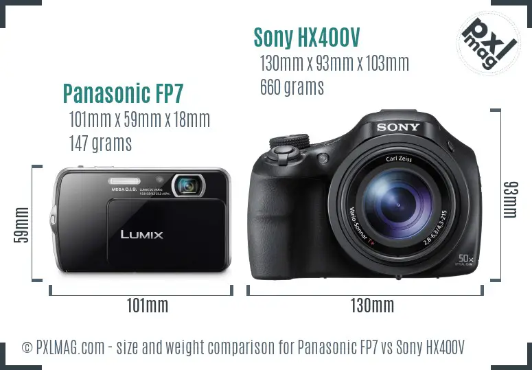 Panasonic FP7 vs Sony HX400V size comparison