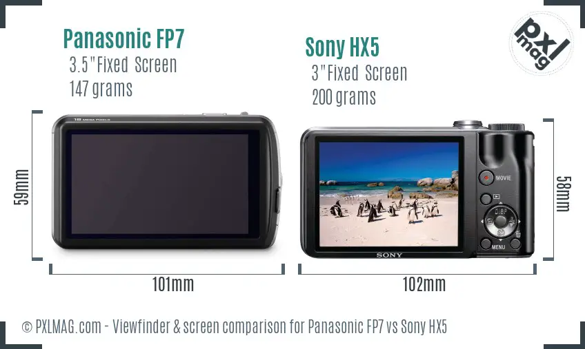Panasonic FP7 vs Sony HX5 Screen and Viewfinder comparison