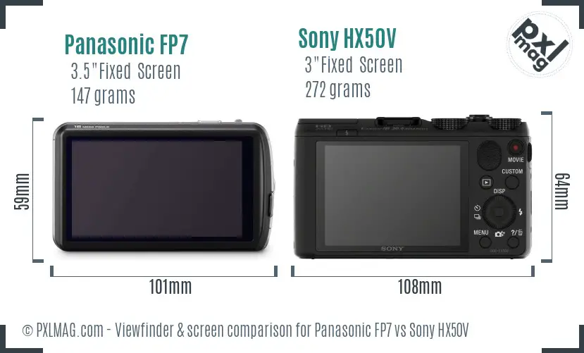 Panasonic FP7 vs Sony HX50V Screen and Viewfinder comparison