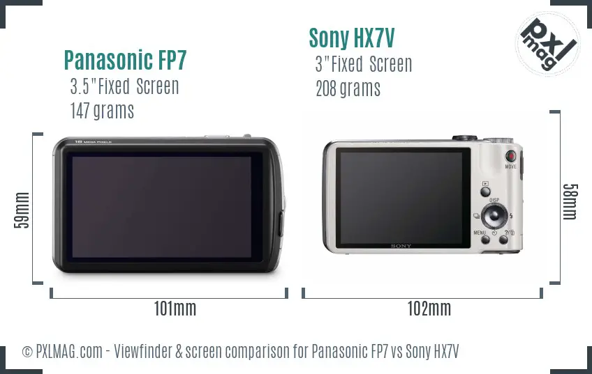 Panasonic FP7 vs Sony HX7V Screen and Viewfinder comparison