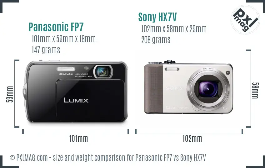 Panasonic FP7 vs Sony HX7V size comparison