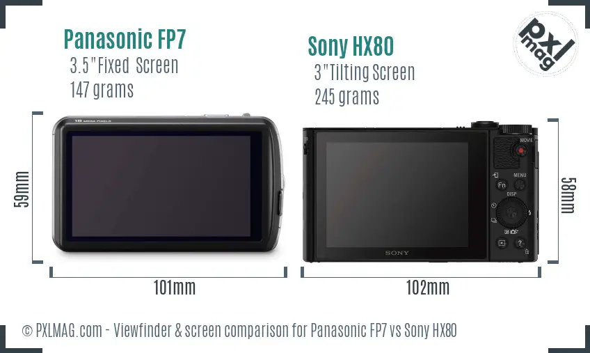Panasonic FP7 vs Sony HX80 Screen and Viewfinder comparison
