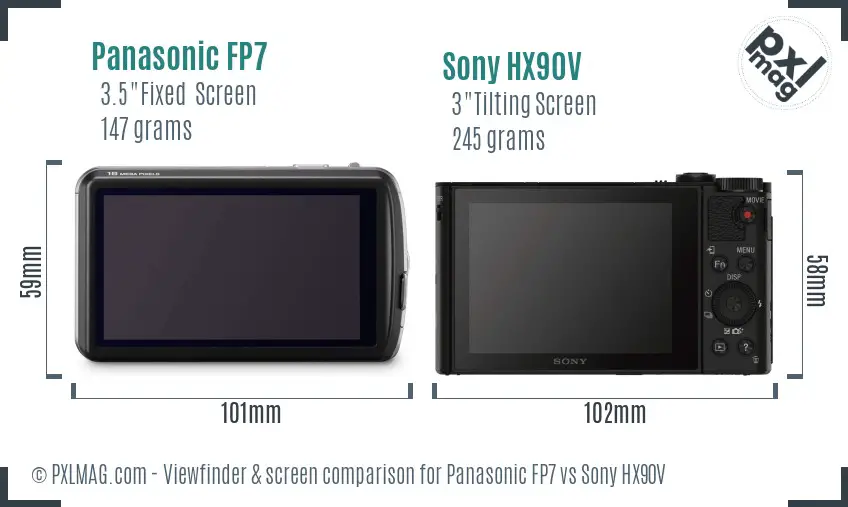 Panasonic FP7 vs Sony HX90V Screen and Viewfinder comparison