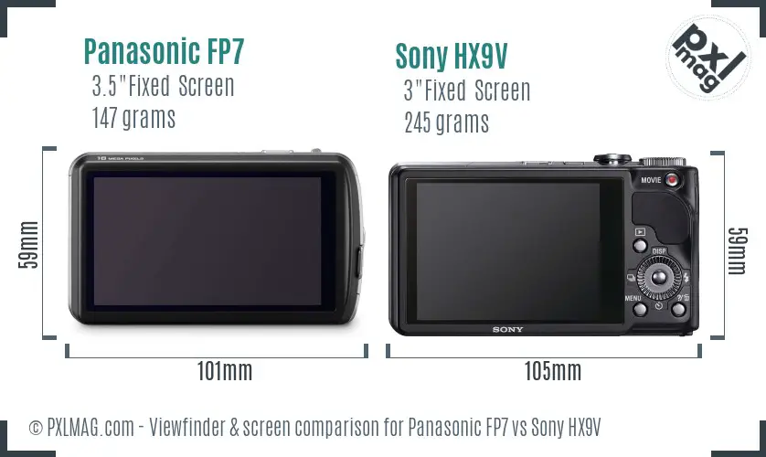 Panasonic FP7 vs Sony HX9V Screen and Viewfinder comparison