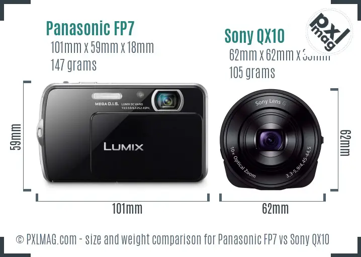 Panasonic FP7 vs Sony QX10 size comparison