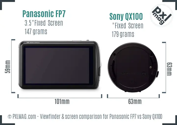 Panasonic FP7 vs Sony QX100 Screen and Viewfinder comparison