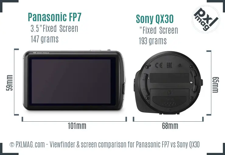 Panasonic FP7 vs Sony QX30 Screen and Viewfinder comparison