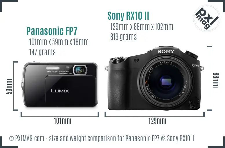 Panasonic FP7 vs Sony RX10 II size comparison