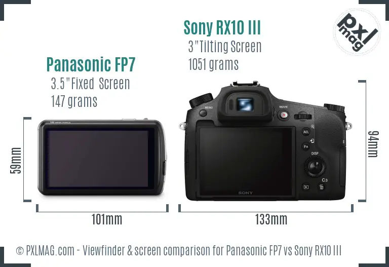 Panasonic FP7 vs Sony RX10 III Screen and Viewfinder comparison