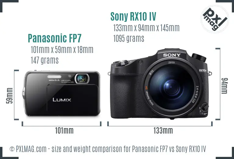 Panasonic FP7 vs Sony RX10 IV size comparison