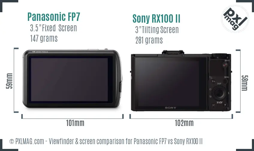Panasonic FP7 vs Sony RX100 II Screen and Viewfinder comparison