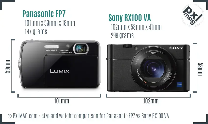 Panasonic FP7 vs Sony RX100 VA size comparison