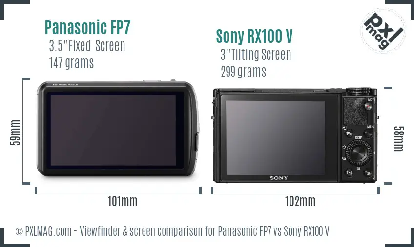 Panasonic FP7 vs Sony RX100 V Screen and Viewfinder comparison