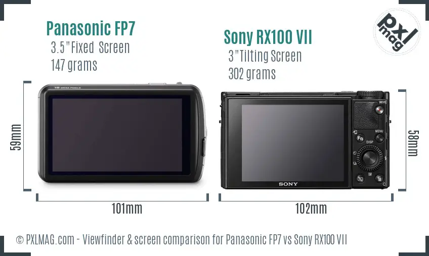 Panasonic FP7 vs Sony RX100 VII Screen and Viewfinder comparison