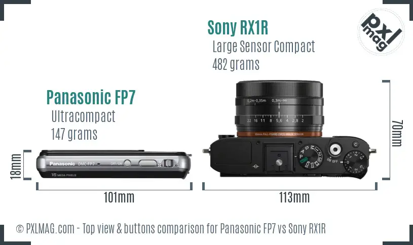 Panasonic FP7 vs Sony RX1R top view buttons comparison