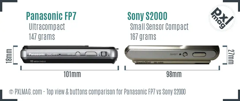 Panasonic FP7 vs Sony S2000 top view buttons comparison
