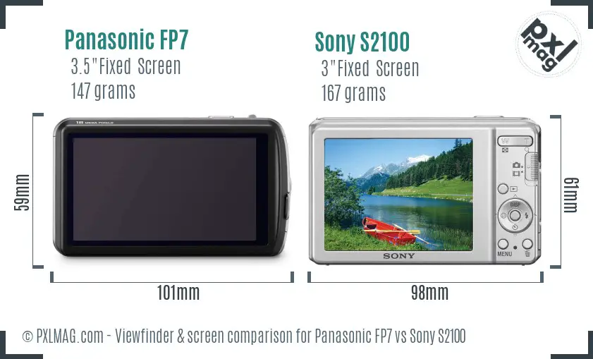 Panasonic FP7 vs Sony S2100 Screen and Viewfinder comparison
