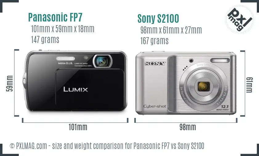 Panasonic FP7 vs Sony S2100 size comparison