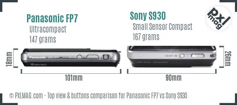 Panasonic FP7 vs Sony S930 top view buttons comparison Panasonic FP7 vs Sony S930 top view buttons comparison