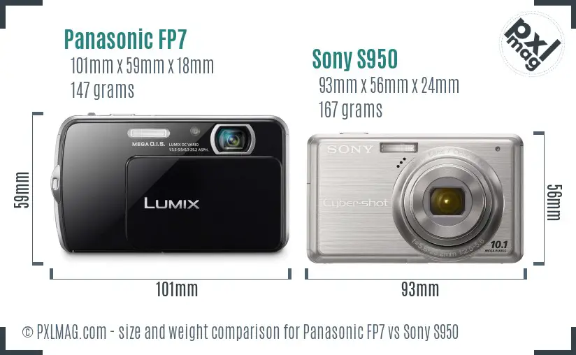 Panasonic FP7 vs Sony S950 size comparison