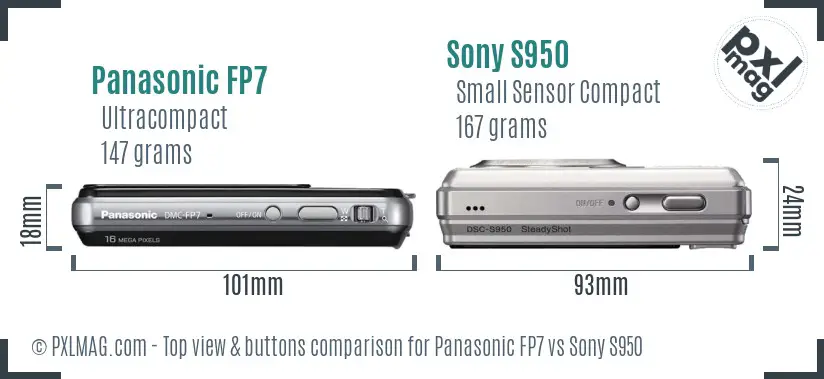 Panasonic FP7 vs Sony S950 top view buttons comparison