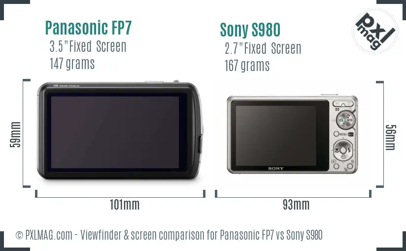 Panasonic FP7 vs Sony S980 Screen and Viewfinder comparison