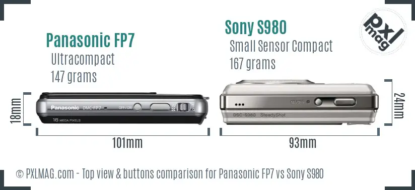 Panasonic FP7 vs Sony S980 top view buttons comparison