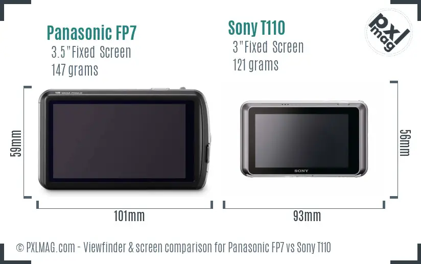 Panasonic FP7 vs Sony T110 Screen and Viewfinder comparison