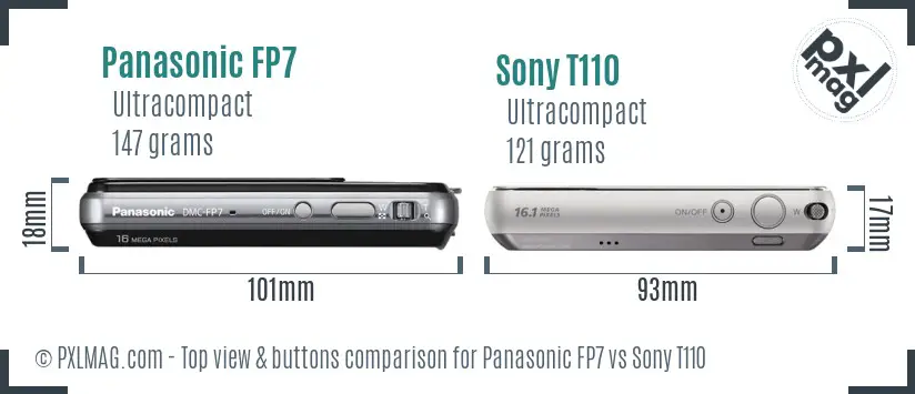 Panasonic FP7 vs Sony T110 top view buttons comparison