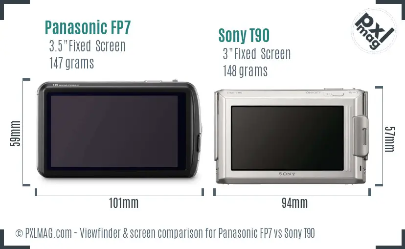 Panasonic FP7 vs Sony T90 Screen and Viewfinder comparison