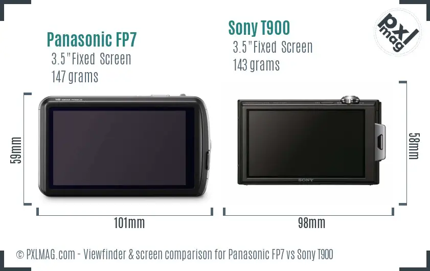 Panasonic FP7 vs Sony T900 Screen and Viewfinder comparison