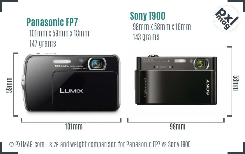 Panasonic FP7 vs Sony T900 size comparison