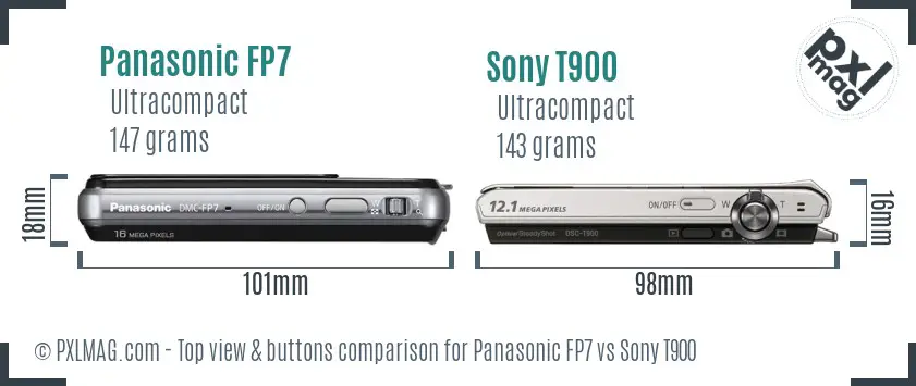 Panasonic FP7 vs Sony T900 top view buttons comparison